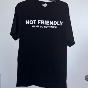 Men's Black Graphic Tee - 'Not Friendly' Design